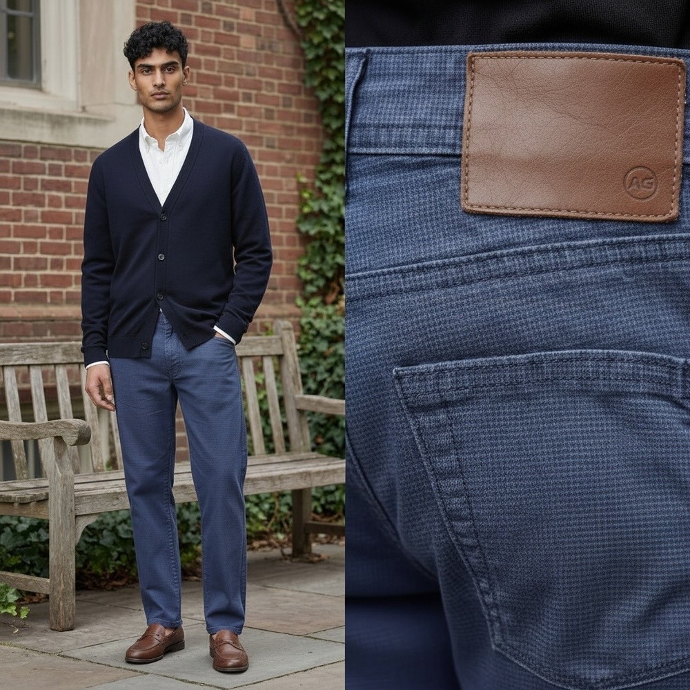 AG Adriano Goldschmied Everett Slim Straight‎ SUD Navy Pants Mens 33x28 Preppy